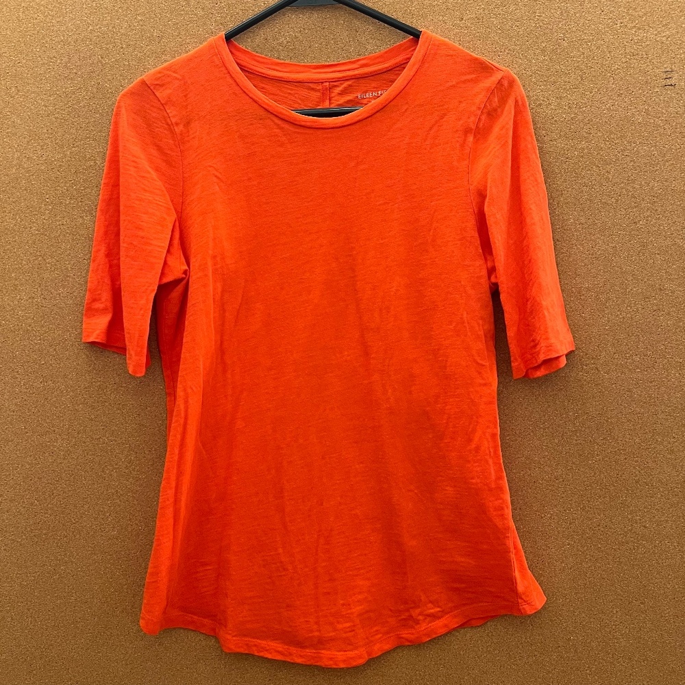 100% Organic Eileen Fisher Orange Short Sleeve Blouse